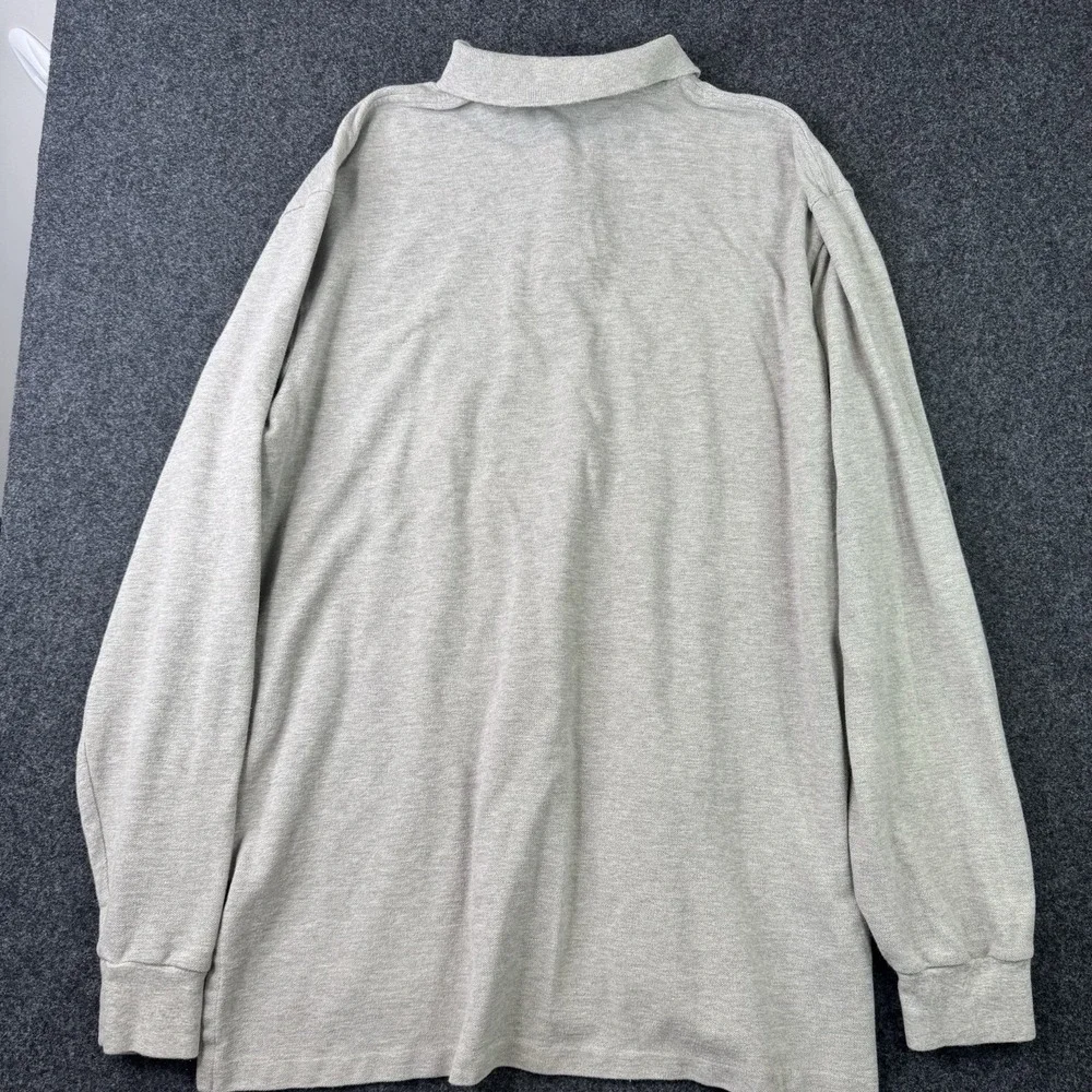 Polo Ralph Lauren Mens XL Gray Long Sleeve Polo Shirt 100% Cotton Vintage